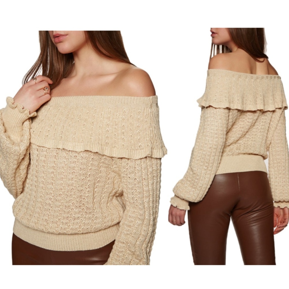 NWT Free People Crazy in Love Ruffle Sweater
